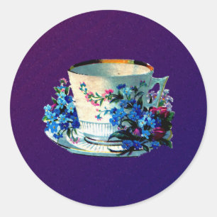 Pegatina Redonda Antiguo Teacup