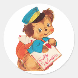 Pegatina Redonda Antiguo Valentine Puppy