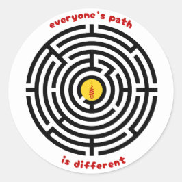 Pegatina Redonda Antiguos símbolos de laberinto e iluminación