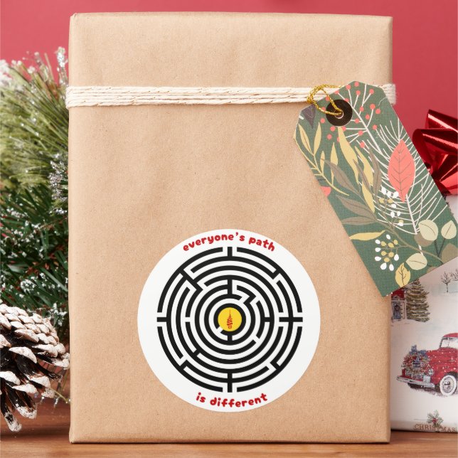 Pegatina Redonda Antiguos símbolos de laberinto e iluminación (Vacaciones)