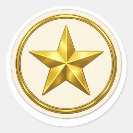 Pegatina Redonda Antique Gold Star   Round  Envelope Seal