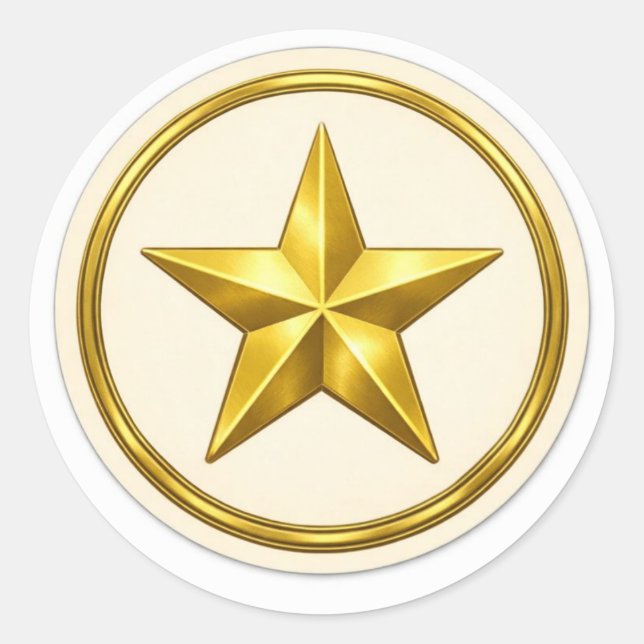 Pegatina Redonda Antique Gold Star   Round  Envelope Seal (Anverso)
