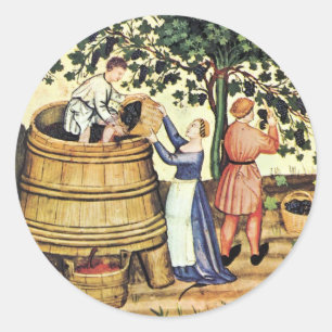 PEGATINA REDONDA ANTIQUE GRAPE VINEYARD HARVEST
