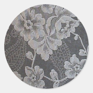 Pegatina Redonda Antique Paisley Alencon Lace