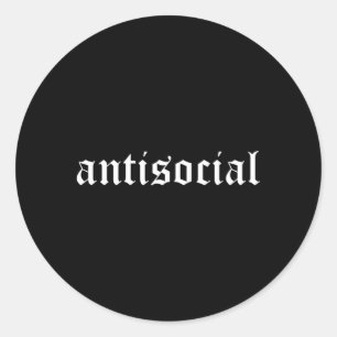 Pegatina Redonda Antisocial ~ Old English Font