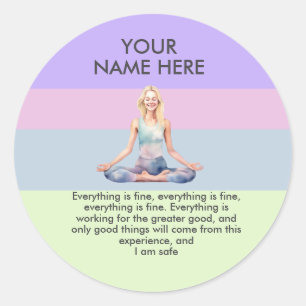 PEGATINA REDONDA ANTISTRESS CALM YOGA PASTEL ZEN RELAX
