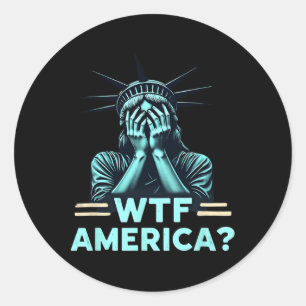 Pegatina Redonda Antit trump Política Y Democracia Wtf América 1