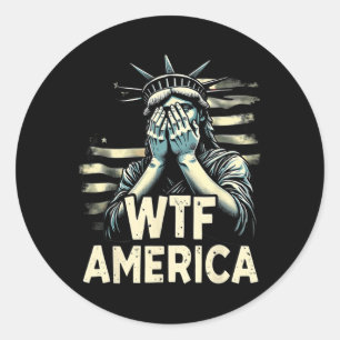 Pegatina Redonda Antitrup Política Y Democracia Wtf América _1