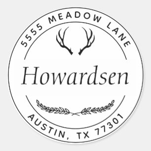 Pegatina Redonda Antlers Rústicos