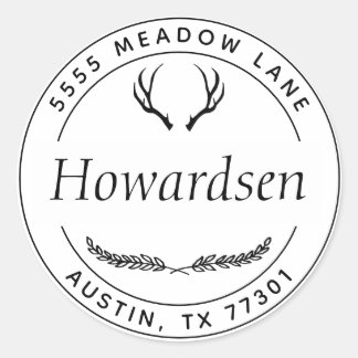 Pegatina Redonda Antlers Rústicos