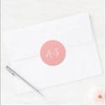 Pegatina Redonda Antonia Coral Pink Elegant Wedding<br><div class="desc">Elegantes pegatinas de boda con un diseño sencillo con tu monograma en letra de guión.</div>