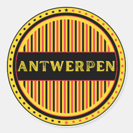 Pegatina Redonda Antwerp City Pride Emblem – Belgian Identity