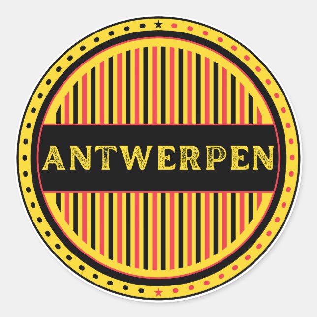 Pegatina Redonda Antwerp City Pride Emblem – Belgian Identity (Anverso)