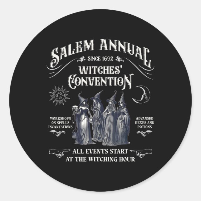 Pegatina Redonda Anual desde 1692 Convención de Brujas Hallowe (Anverso)