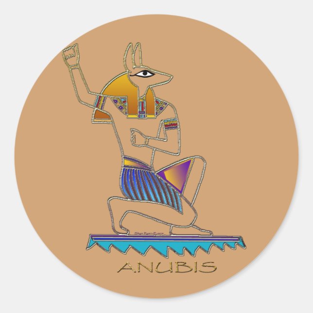 Pegatina Redonda ANUBIS Dios Egipcio (Anverso)
