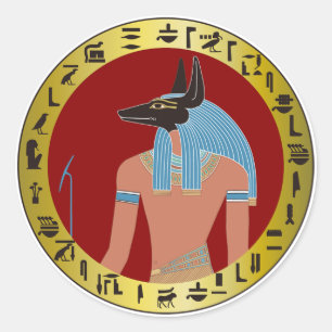 Pegatina Redonda Anubis, Dios Egipcio