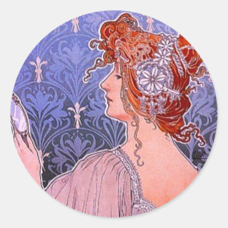 Pegatina Redonda Anuncio de Art Nouveau
