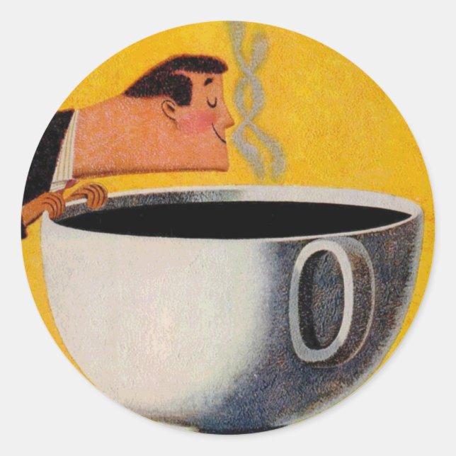 Pegatina Redonda Anuncio de café de época (Anverso)