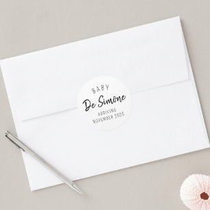 Pegatina Redonda Anuncio de embarazo en blanco y negro moderno 