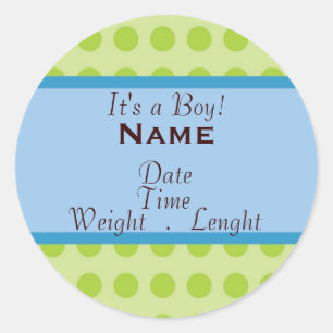 Pegatina Redonda Anuncio de nacimiento de bebé "Es un niño"