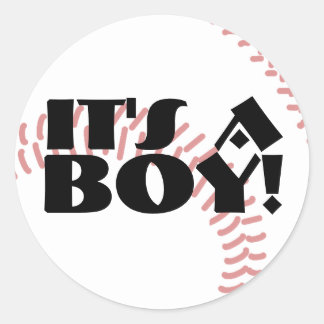 Pegatina Redonda Anuncio de nacimiento de un niño de béisbol