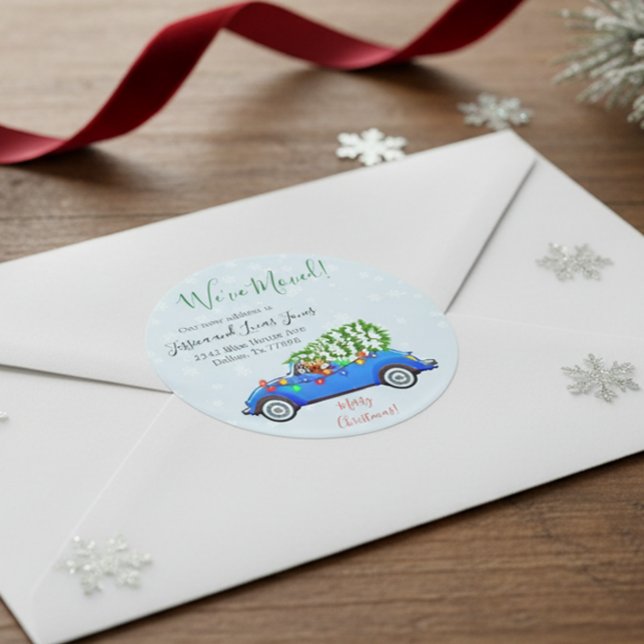 Pegatina Redonda Anuncio de traslado de coche de Navidad (Subido por el creador)