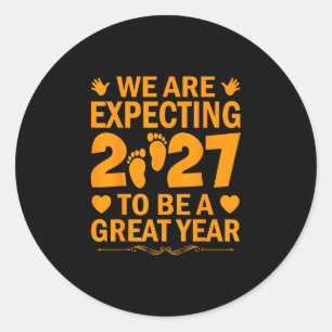 Pegatina Redonda Anuncio divertido de bebé 2027 familia