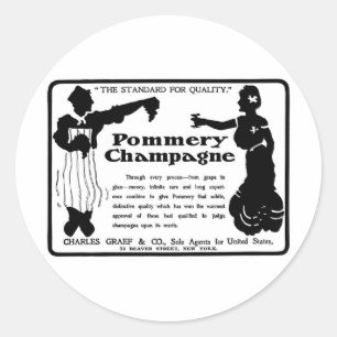 Pegatina Redonda Anuncio viejo Pommery Champagne
