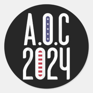 Pegatina Redonda Aoc 2024 - Alexandria Ocasio-cortez Bandera Americ