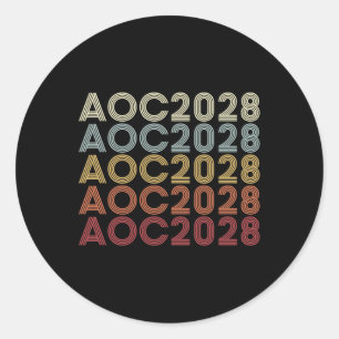 Pegatina Redonda Aoc 2028 A.C. 2028 Elecciones al Presidente Aoc 28
