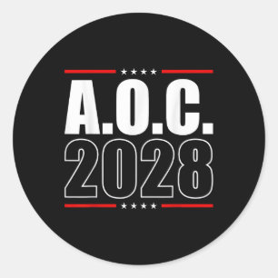 Pegatina Redonda Aoc 2028 A.C. 2028 Elecciones al Presidente Aoc 28