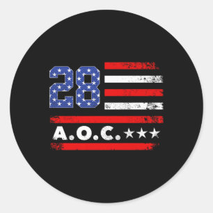 Pegatina Redonda Aoc 2028 A.C. 2028 For President American Flag P