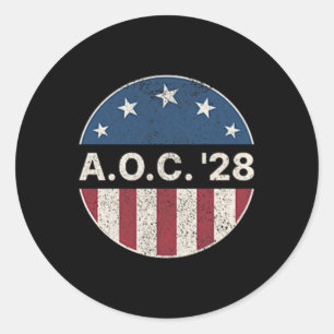 Pegatina Redonda Aoc 2028 A.C. 2028 For President American Flag P