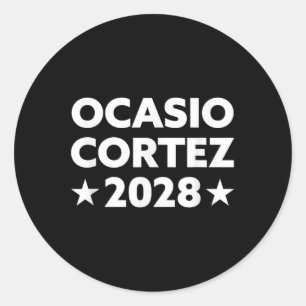 Pegatina Redonda Aoc 2028 - Ocasio Cortez 2028