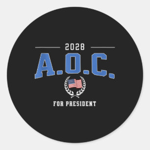 Pegatina Redonda Aoc 2028 Para El Presidente Alexandria Ocasio-cort