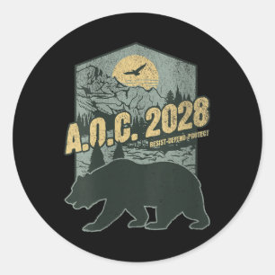 Pegatina Redonda Aoc 2028 Para Presidente Resist Bear Alexandr