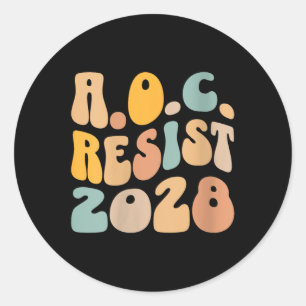 Pegatina Redonda Aoc 2028 Para Presidente Resist Wavy Alexandr