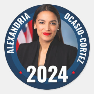 Pegatina Redonda AOC - Alexandria Ocasio-Cortez 2024