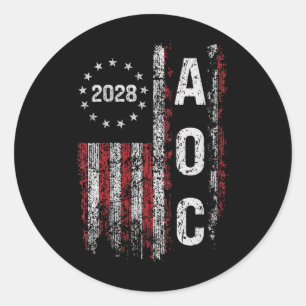 Pegatina Redonda Aoc Alexandria Ocasio Cortez 2028 Para Presi