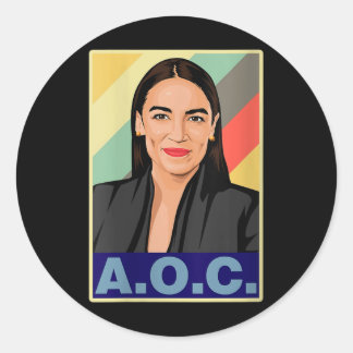 Pegatina Redonda Aoc Alexandria Ocasio-cortez Primera mujer P