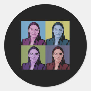 Pegatina Redonda Aoc Alexandria Ocasio-cortez Primera mujer P