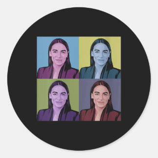 Pegatina Redonda Aoc Alexandria Ocasio-cortez Primera mujer P