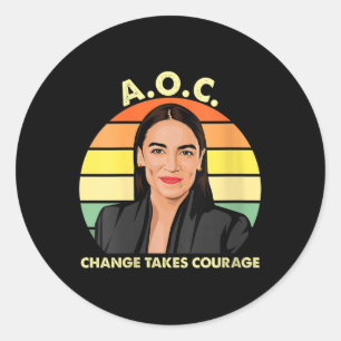 Pegatina Redonda Aoc Alexandria Ocasio-cortez Primera mujer P