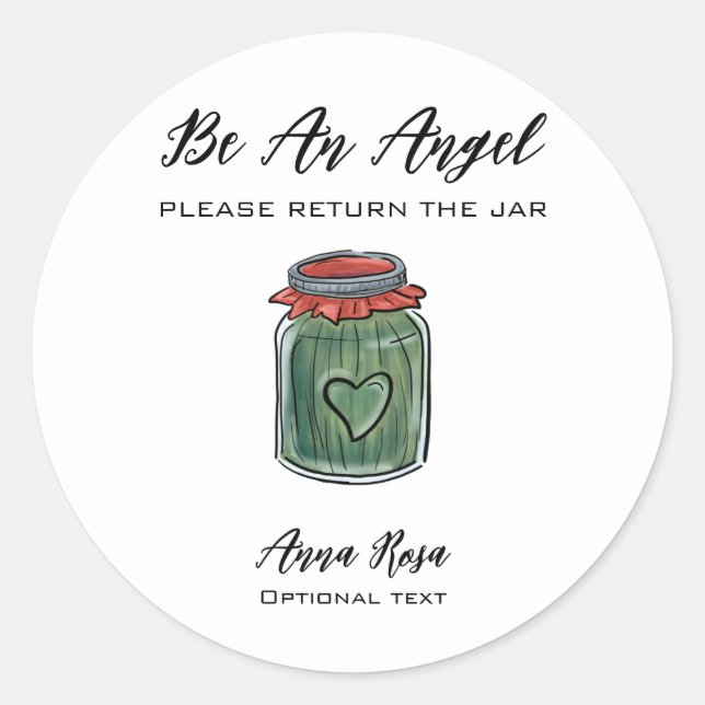 Pegatina Redonda *~* AP30 Whimsical Return Frasco Green Canning Mas (Anverso)