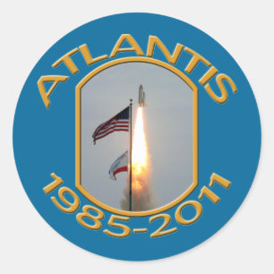 Pegatina Redonda Apagado final del transbordador espacial Atlantis