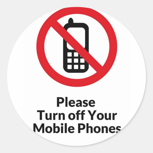 Pegatina Redonda Apagar la camisa del teléfono móvil (Anverso)