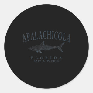 Pegatina Redonda Apalachicola florida tiburón arte retro pizarra pe