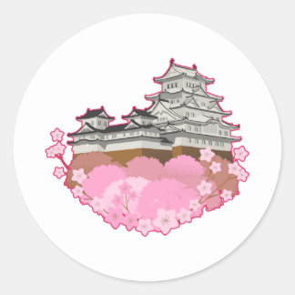 Pegatina Redonda apanese Castle Sakura Spring Sticker Pack