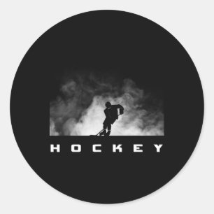 Pegatina Redonda Aparato de hockey - Jugador de hockey de hockey de