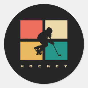 Pegatina Redonda Aparato de hockey - Jugador de hockey de hockey de